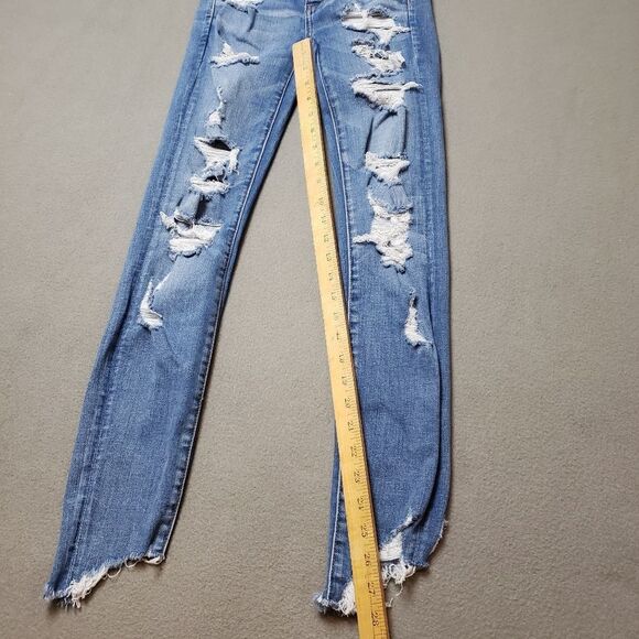 American Eagle Next Level Stretch X Size 0 Hi-Rise distressed Jegging - Picture 12 of 14